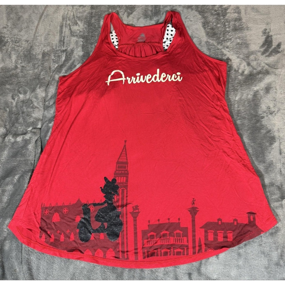 Disney Red "Arrivederci" Minnie Silhouette Tank Top